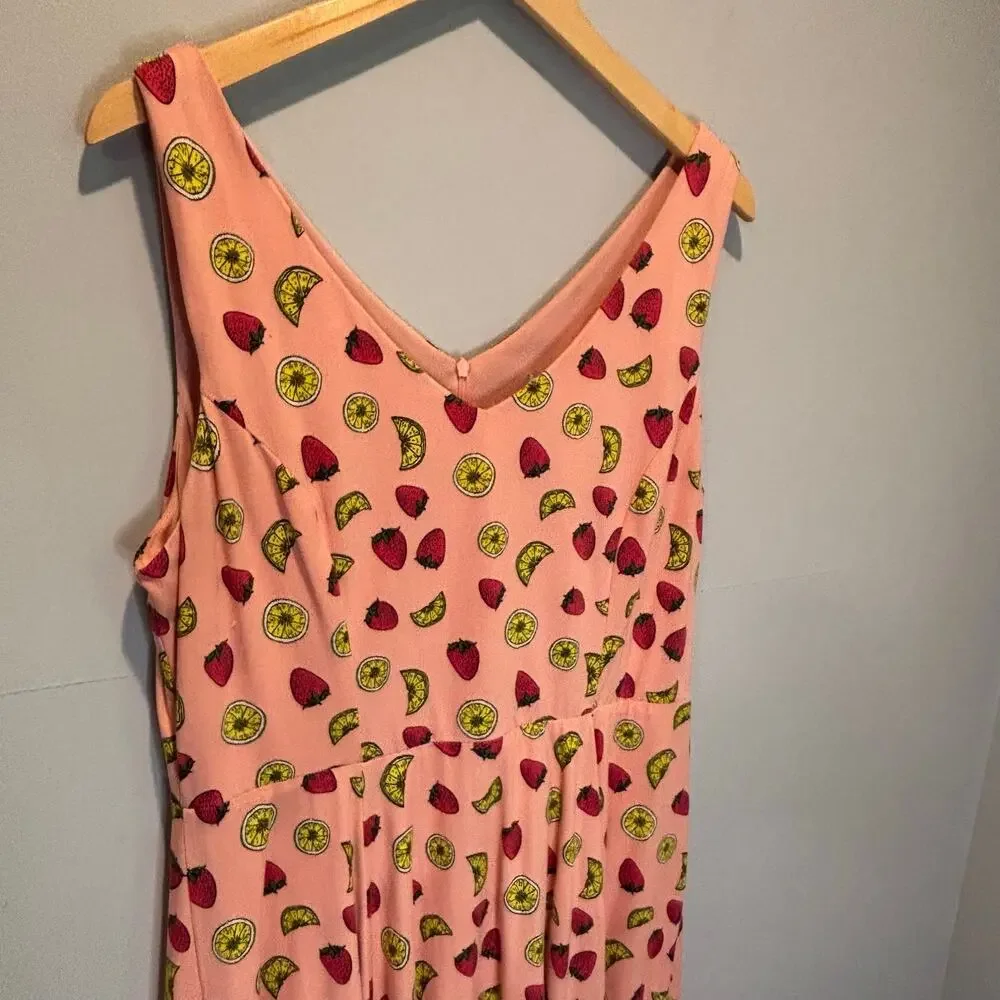 Eva Rose Novelty Fruit Print Sleeveless Fit & Flare Dress - size Large